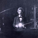 Mark Twain in Tesla's laboratory
